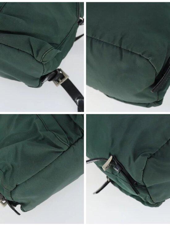PRADA Backpack Nylon Green Silver Auth 166306